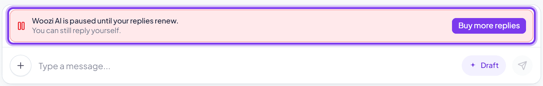 The paused banner when your account's allowance runs out