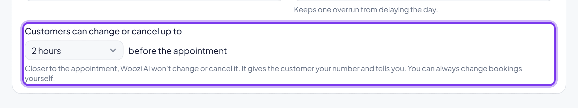 The change or cancel cutoff setting