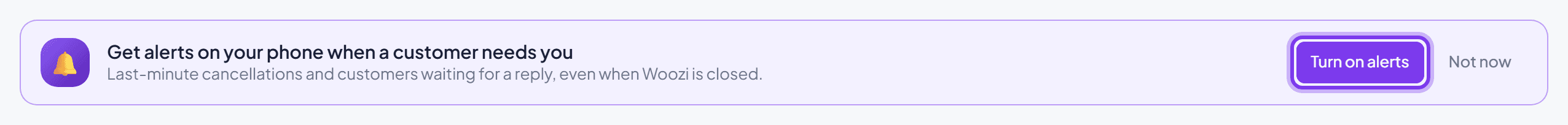 The alerts banner before you turn it on